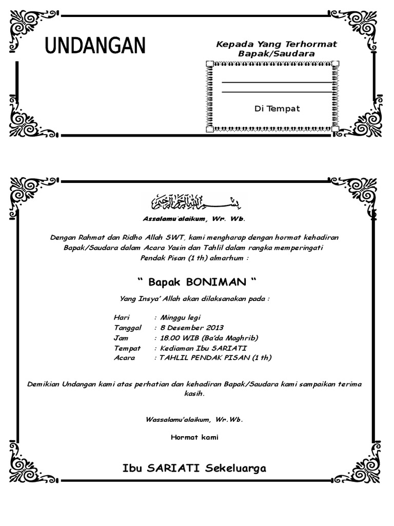 Download Template Undangan Walimatul Ursy Tahlil Dan Aqiqah