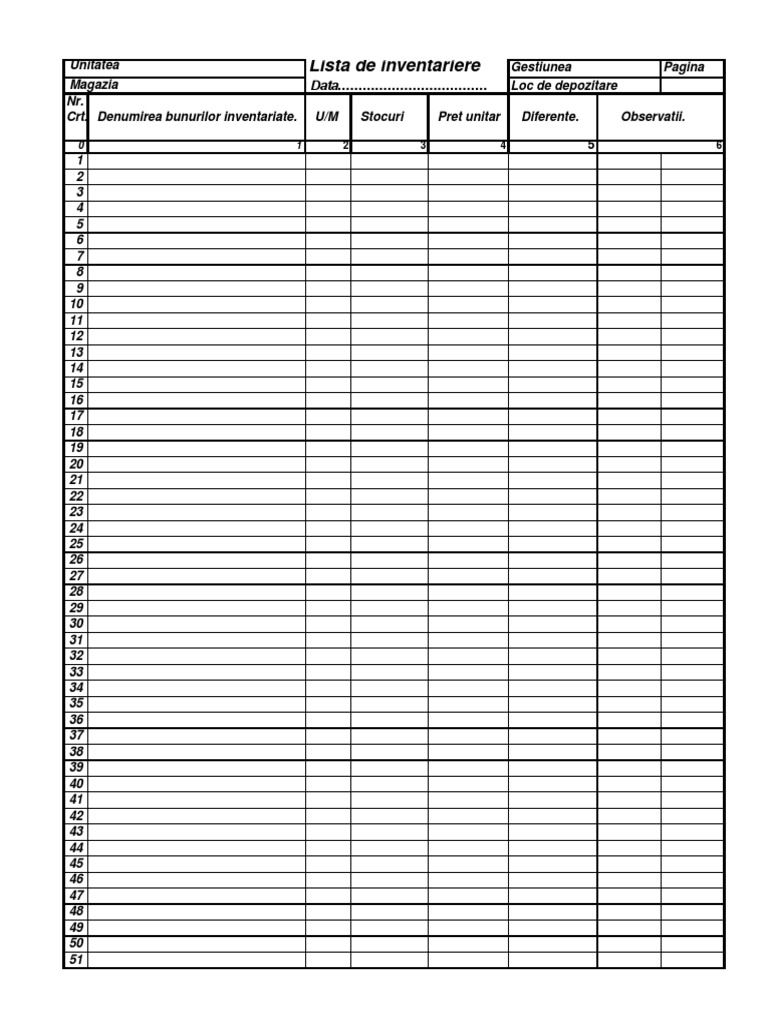 Model Lista de Inventar | PDF