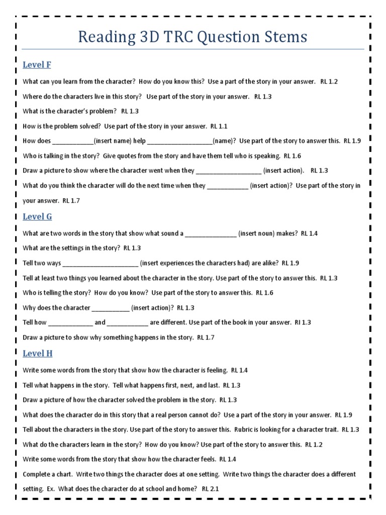 Level-Focused Reading Question Stems | PDF | Causality | Cognitive Science