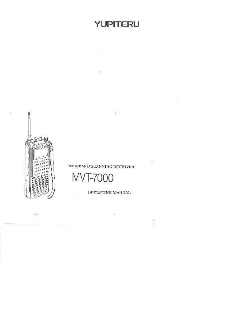 Yupiteru MVT7000 air band receiver manual. Equipment Technology & Engineering
