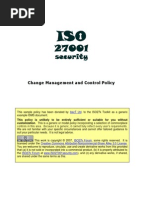 ISO27k Model Policy On Change Management and Control