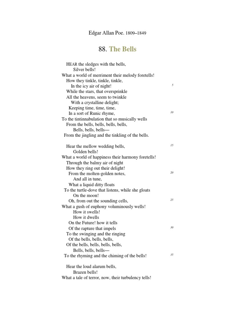 The Bells Edgar Allan Poe PDF Poems Poetry