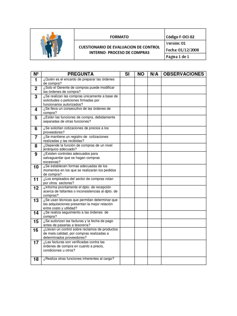 Evaluación de Control Interno en Compras y Ventas | PDF | Auditoría ...