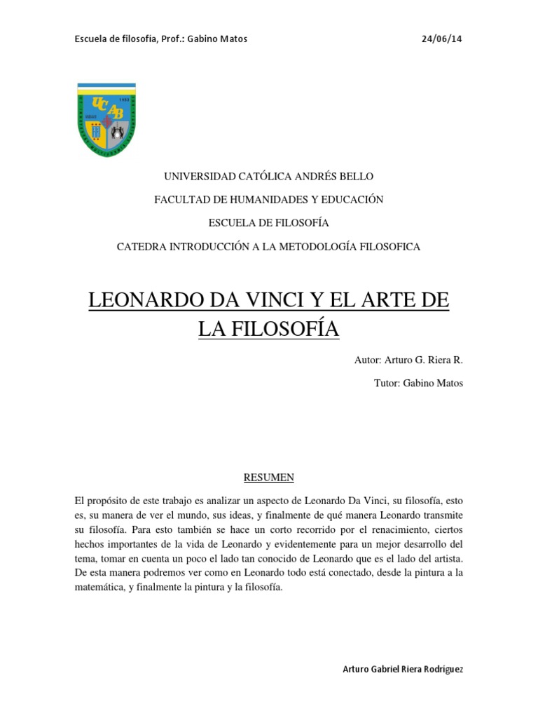 Monografía de Leonardo.docx Renacimiento Leonardo Da Vinci