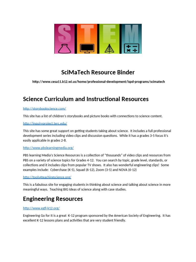 Essential K-12 STEM Resources Guide | PDF | Human Communication | Teaching