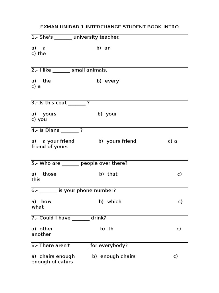 EXMAN Unit 1: Student Book Intro | PDF