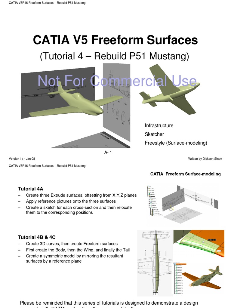CATIA V5R16 P51 Mustang Surface Tutorial | PDF | Texture Mapping ...