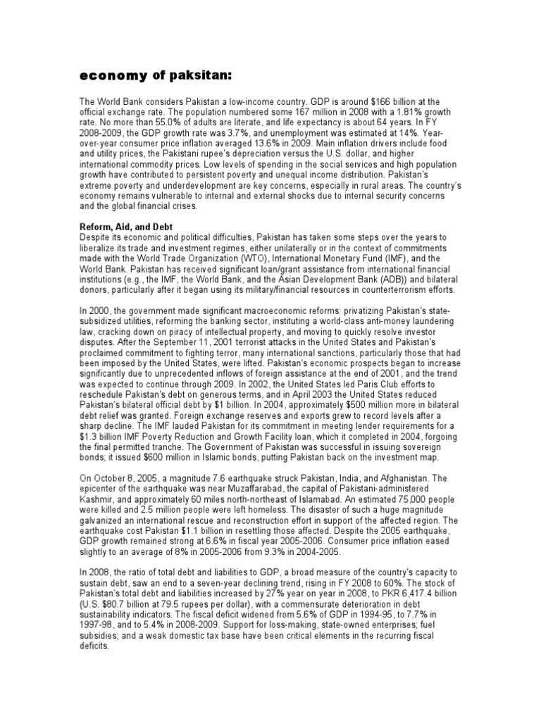 Overview of Pakistan's Economic Challenges | PDF | Pakistan | Economics