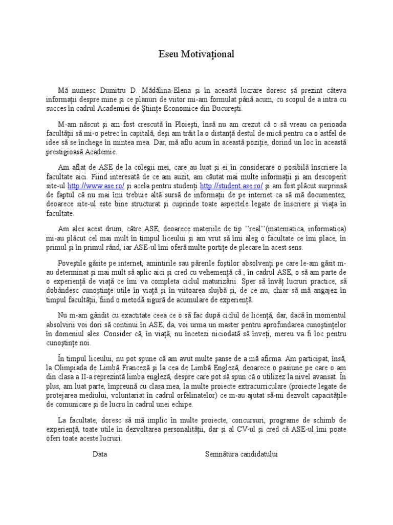 Eseu Motivaţional Doc