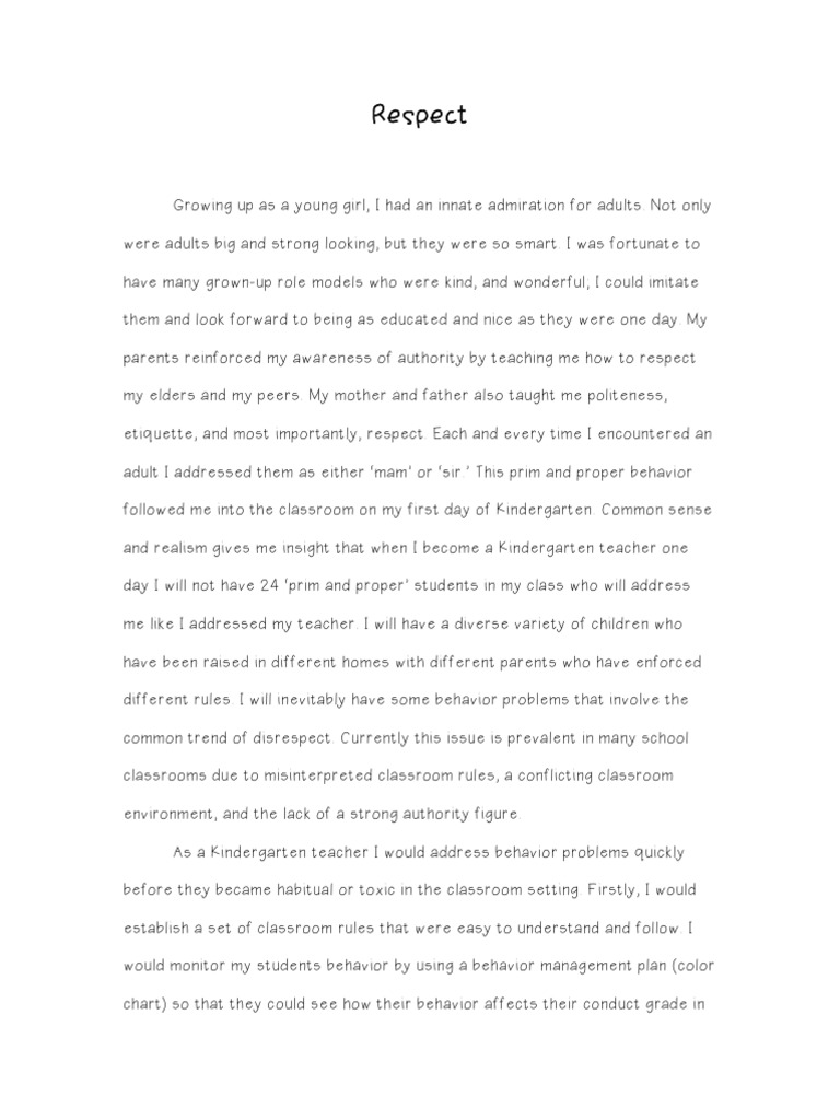 a 2 page essay on respect