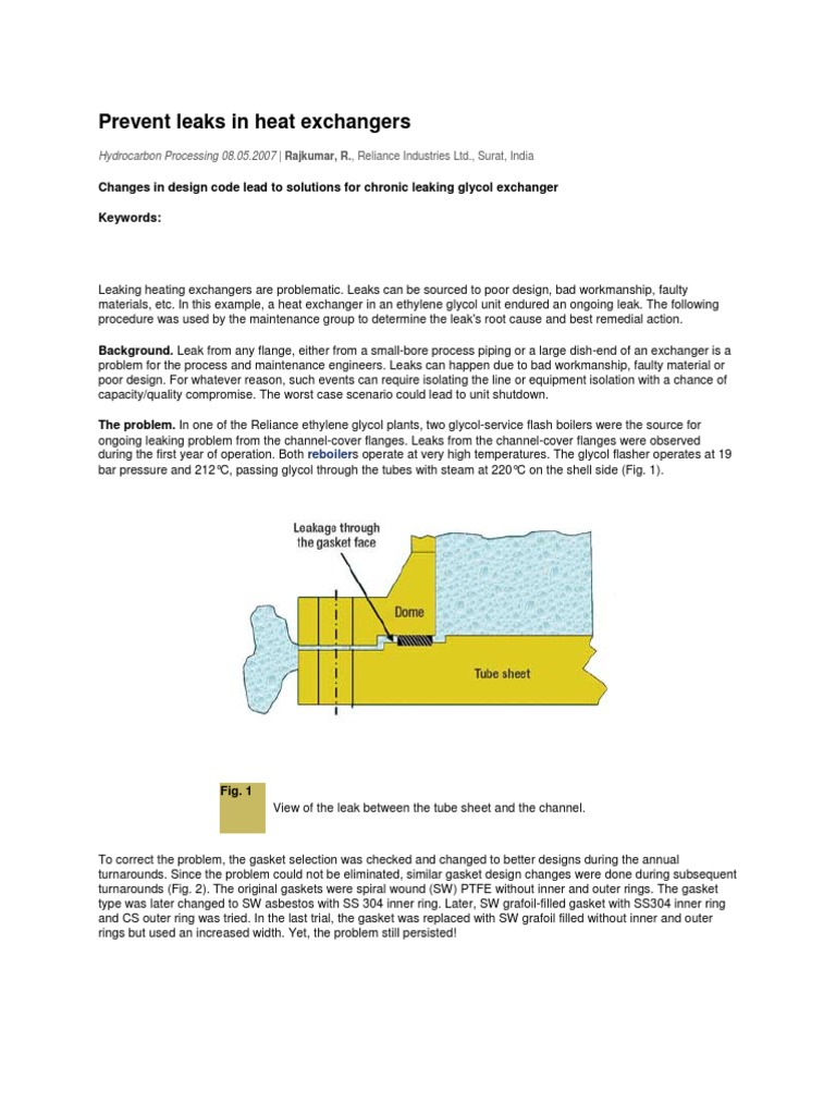 Prevent Leaks in Heat Exchangers Leak Heat Exchanger