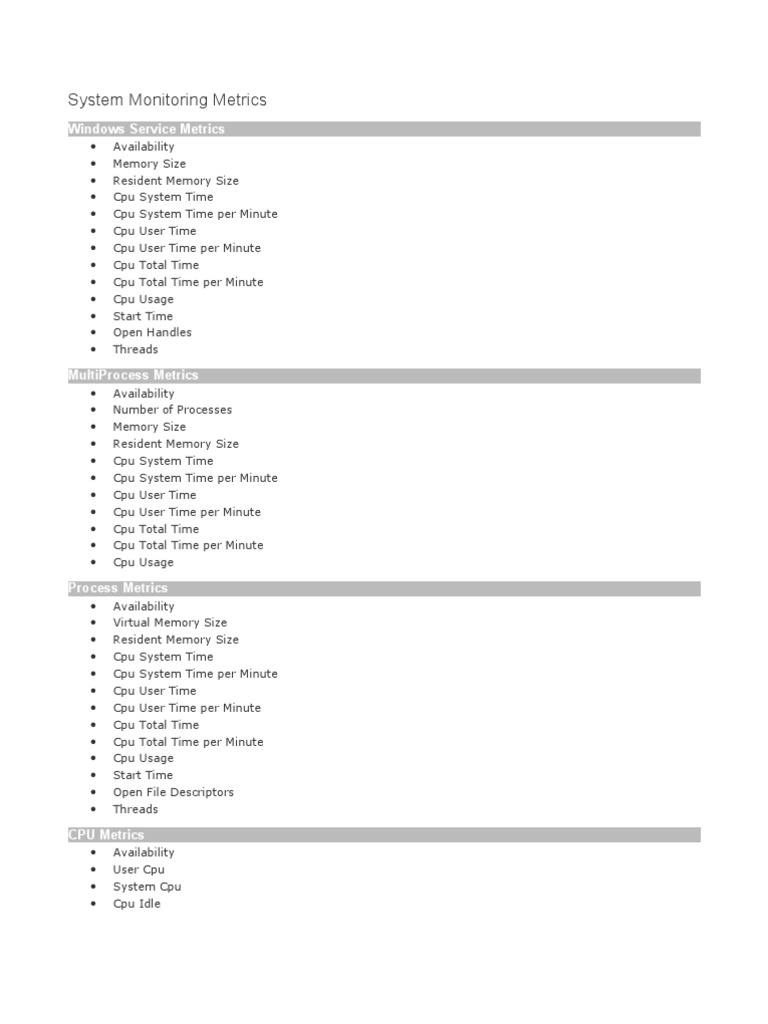 Application Performance Metrics Overview | PDF | Microsoft Sql Server ...