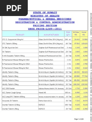 Kuwait Medicine Price List Pdf Pdf