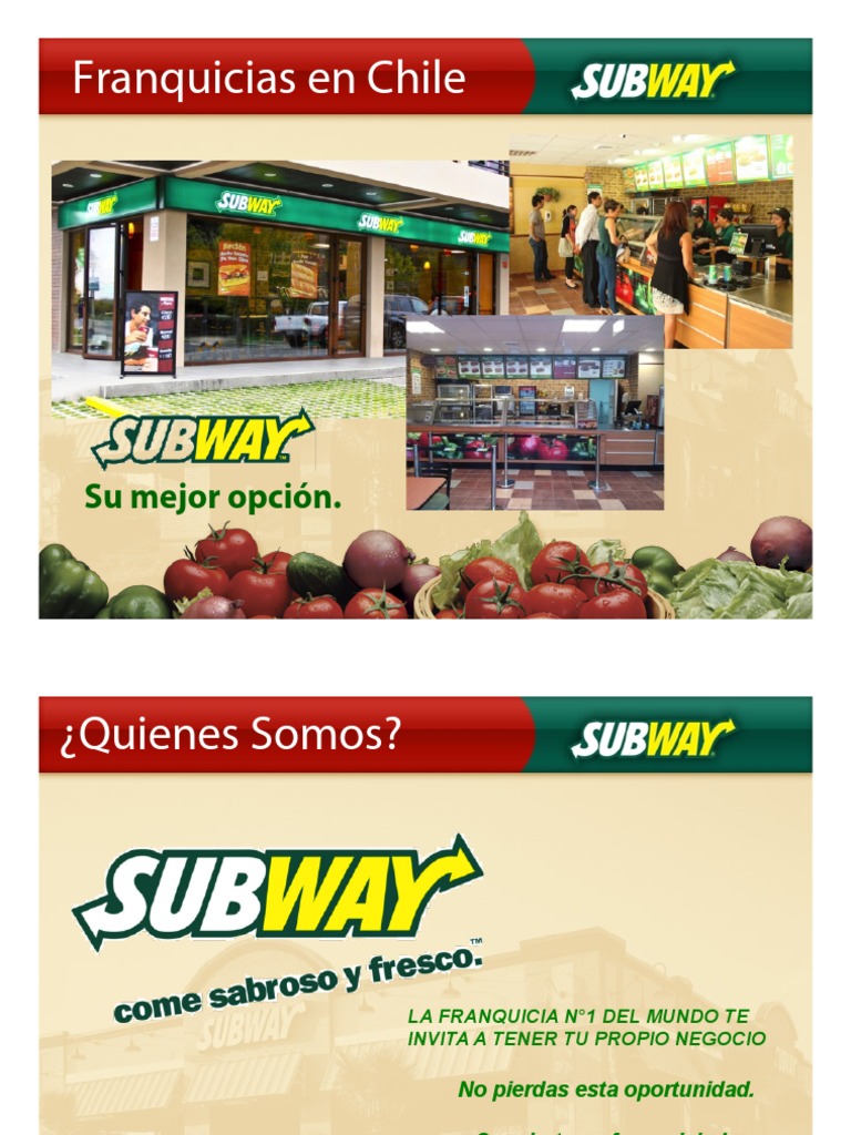 Subway Chile 2014 1 Pdf Franquiciamiento Arrendamiento