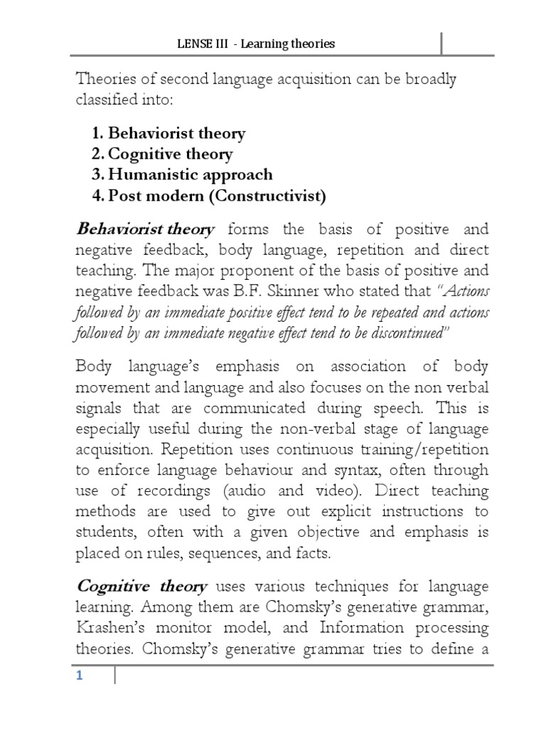bf skinner second language acquisition