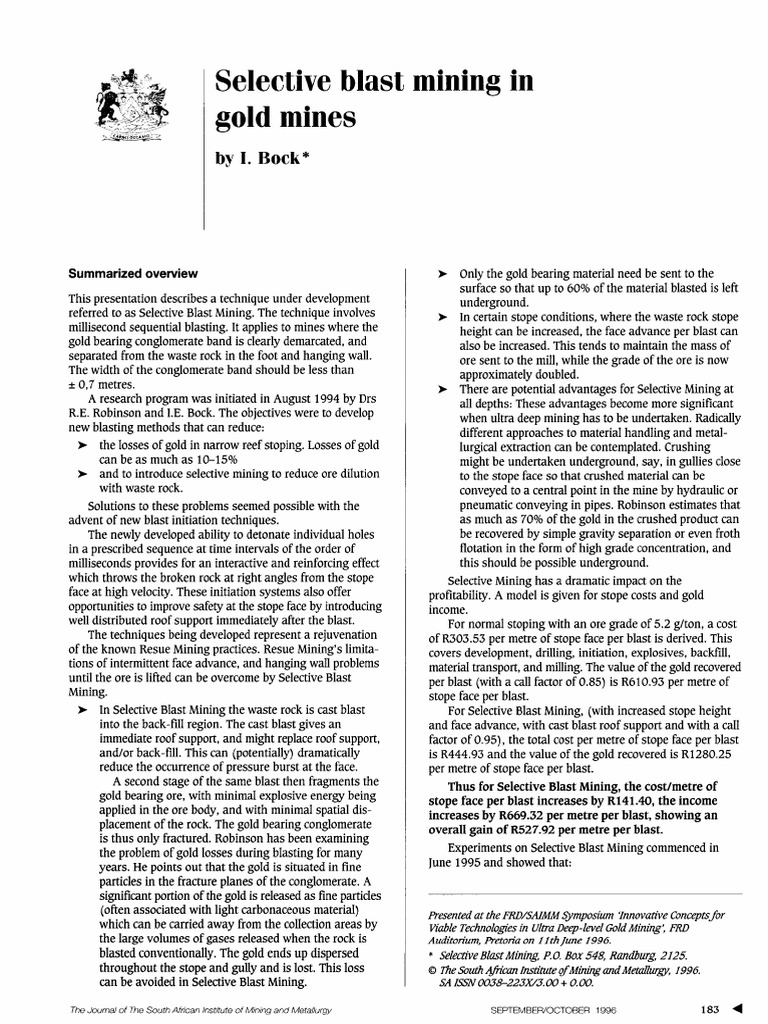 Selective Blast Mining in Gold Extraction | PDF | Explosive Material ...