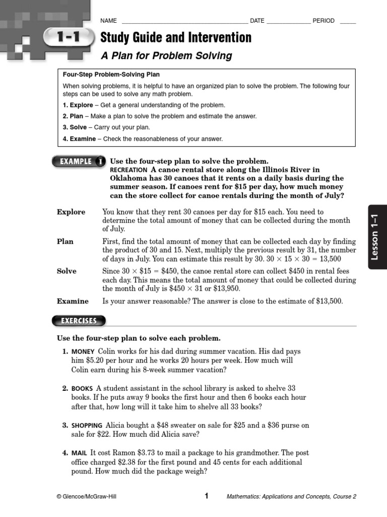 Study Guide And Intervention Workbook Course 2 Edition Fraction