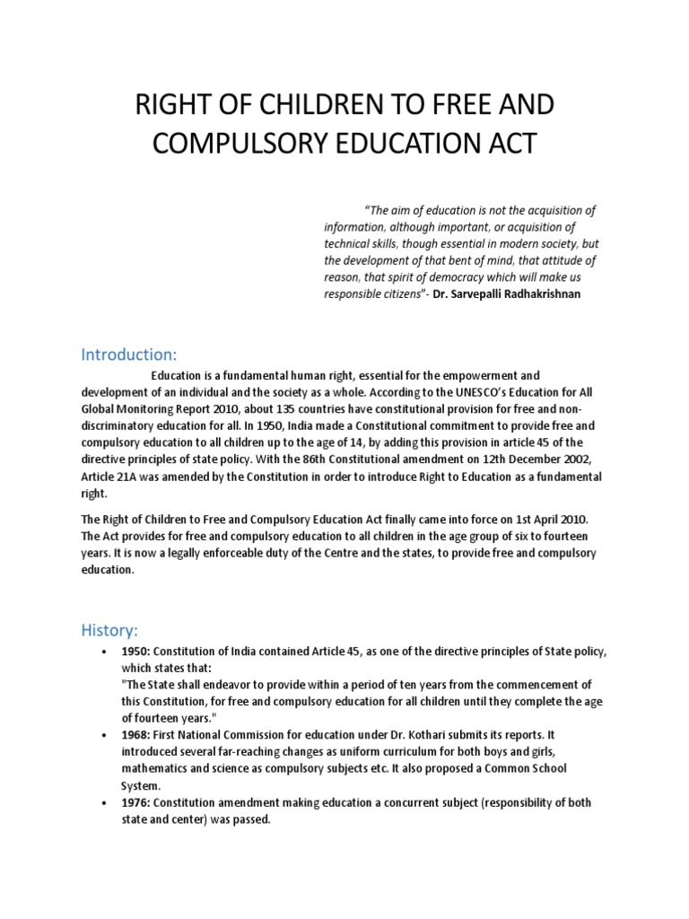 free and compulsory education for all