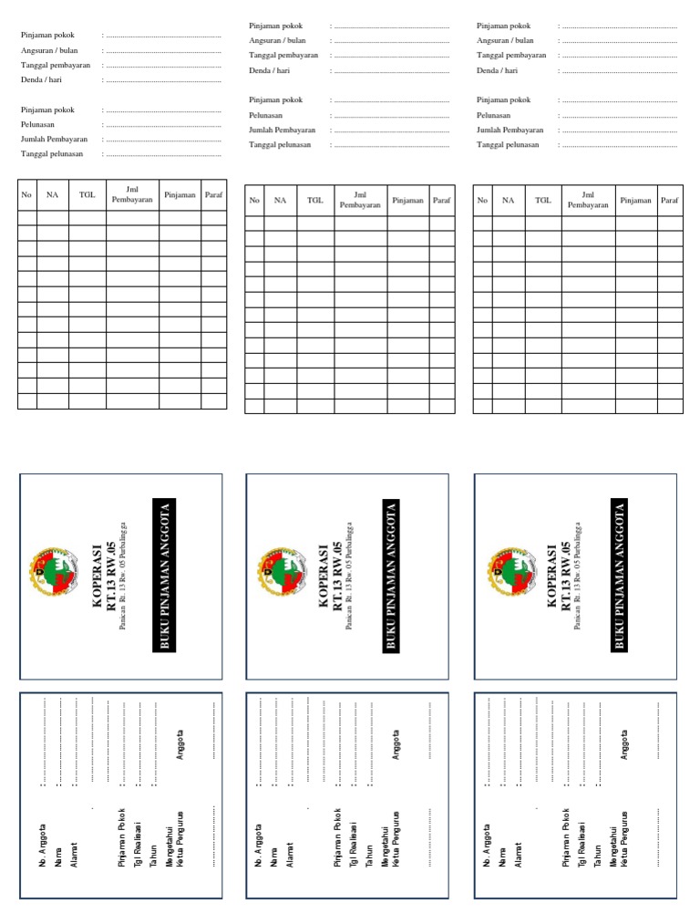 Buku Pinjaman Koperasi Rt