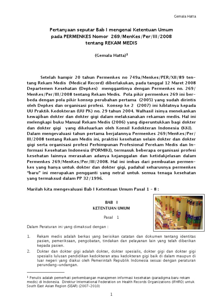 Bab I Permenkes 269 Thn 2008 Indonesia