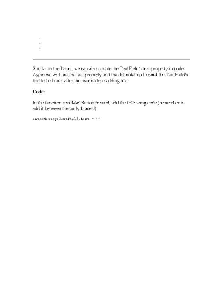 Code:: Changing A Textfield'S Text in Code | PDF