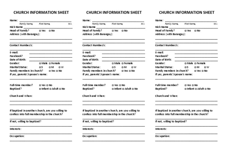 Church Information Sheet