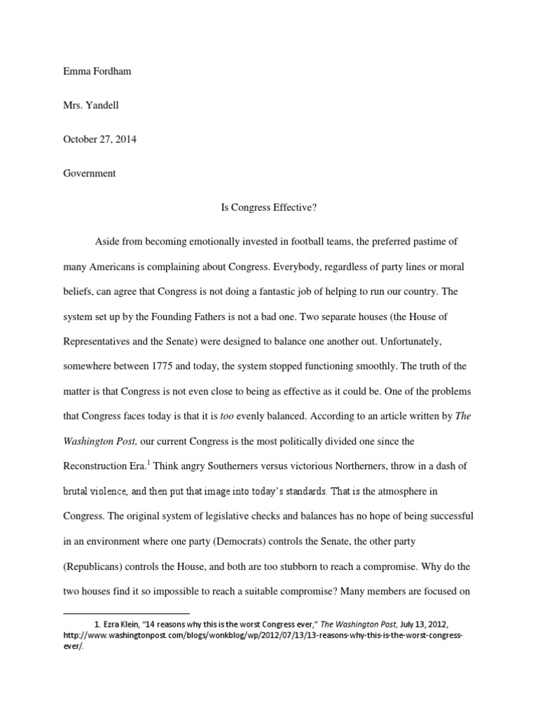 is congress effective paper United States Congress United States