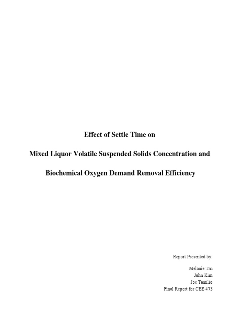 Optimization of Mixed Liquor Volatile Suspended Solids Concentration