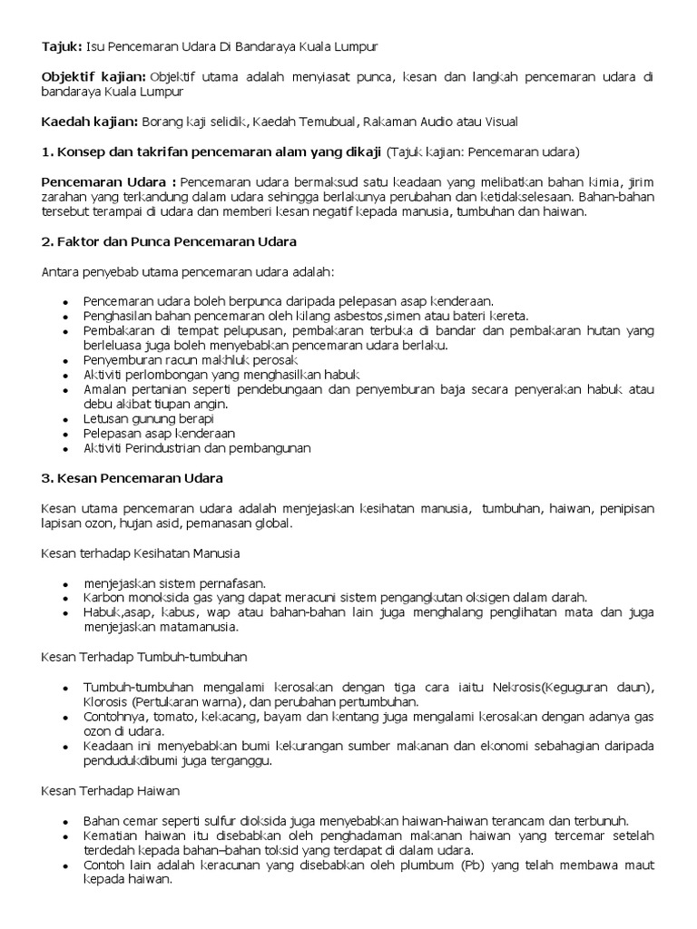 Contoh Kajian Kes Pencemaran Udara Tg 3 Pdf