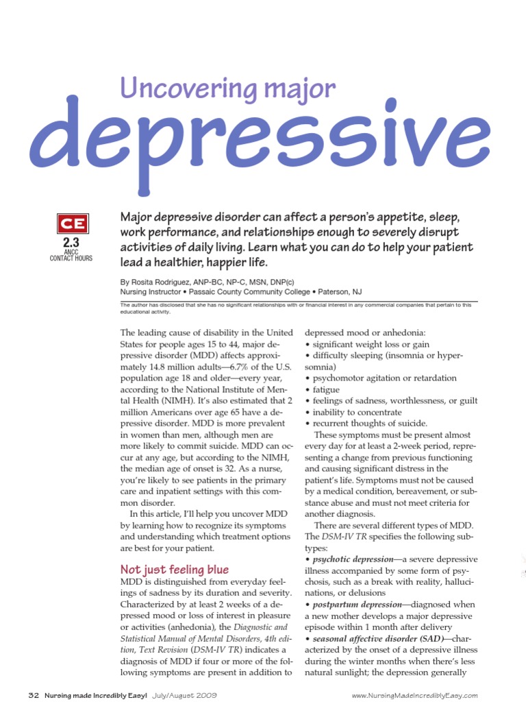 Understanding Major Depressive Disorder | PDF | Major Depressive ...