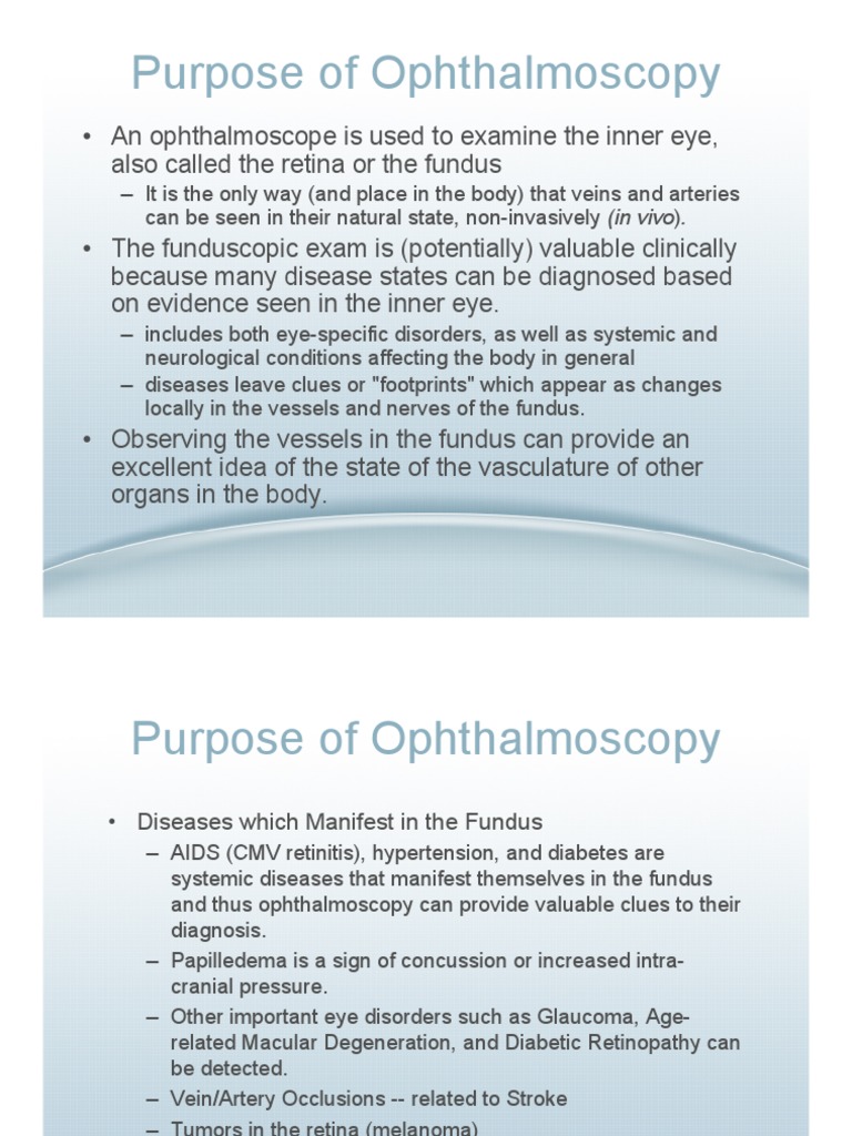 Ophthalmoscopy and DiseaseMgmt PDF Retina Human Eye
