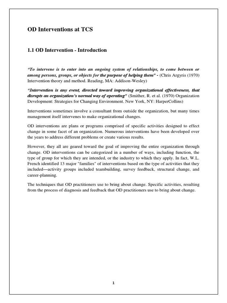 Od Interventions | PDF | Organization Development | Goal