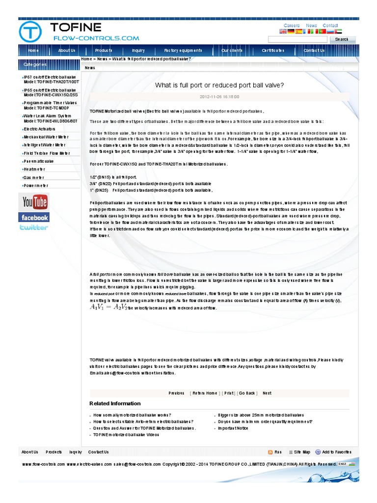 What Is Full Port or Reduced Port Valve | PDF | Valve | Gases