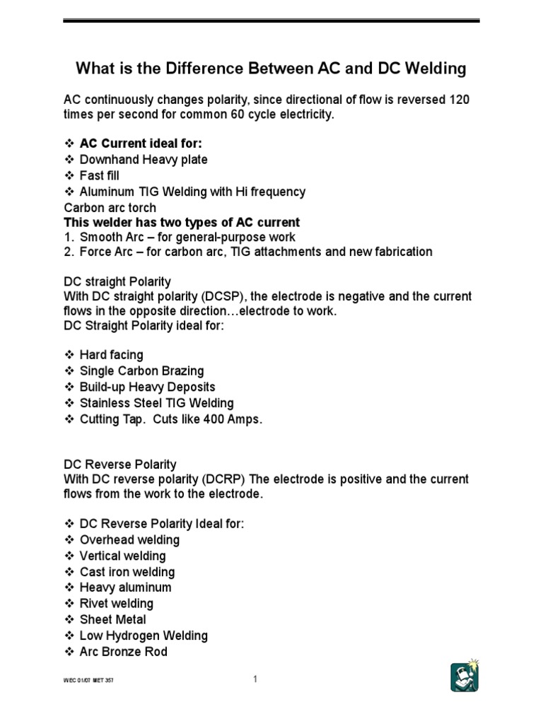 What Is The Difference Between AC and DC Welding PDF