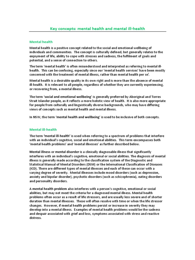 General Key Concepts1 | PDF | Mental Disorder | Mental Health