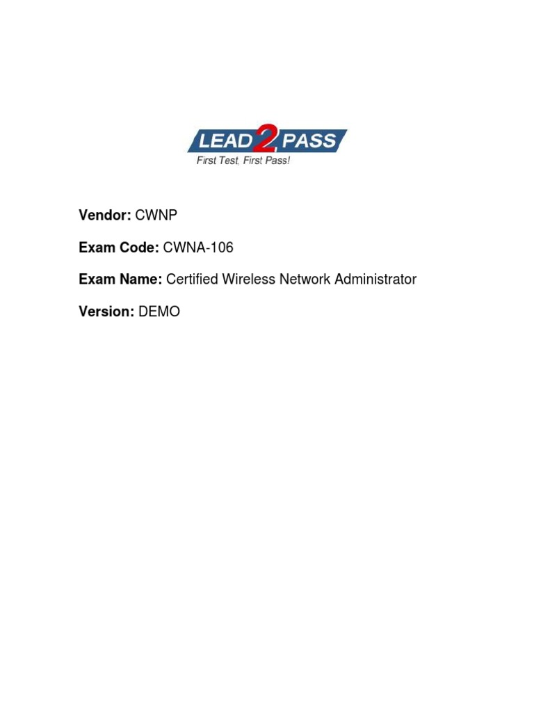 Lead2pass Cwnp Cwna 106 Study Materials With Real Exam - 