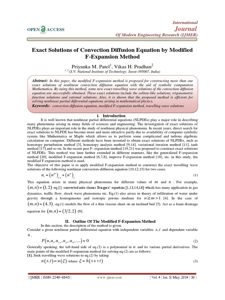 Exact Solutions of Convection Diffusion Equation by Modified F ...