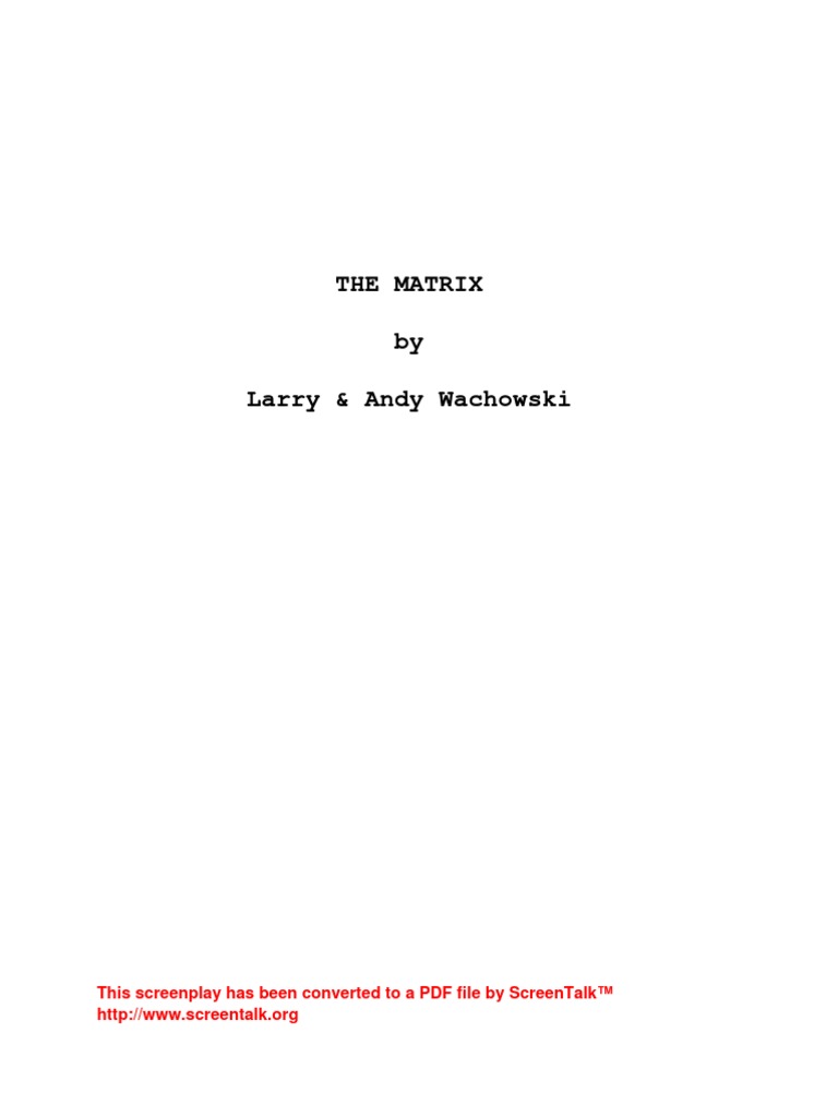 The Matrix Screenplay | PDF | Leisure