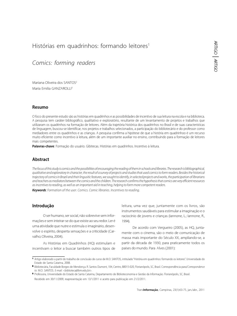 Incentivo à Leitura com Histórias em Quadrinhos | PDF | Bibliotecário ...