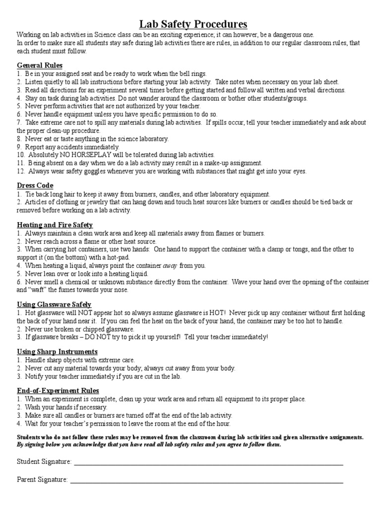 Lab Safety Rules | PDF | Laboratories | Nature