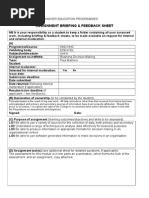 Assignment Briefing & Feedback Sheet: Yes No