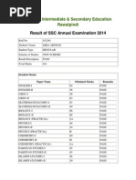 Board of Intermediate & Secondary Education Rawalpindi: Result of SSC Annual Examination 2014