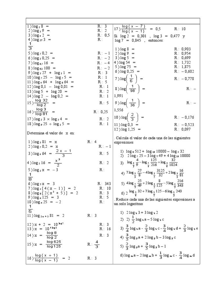 Ejercicios De Logaritmos31 Ensenanza De Matematica