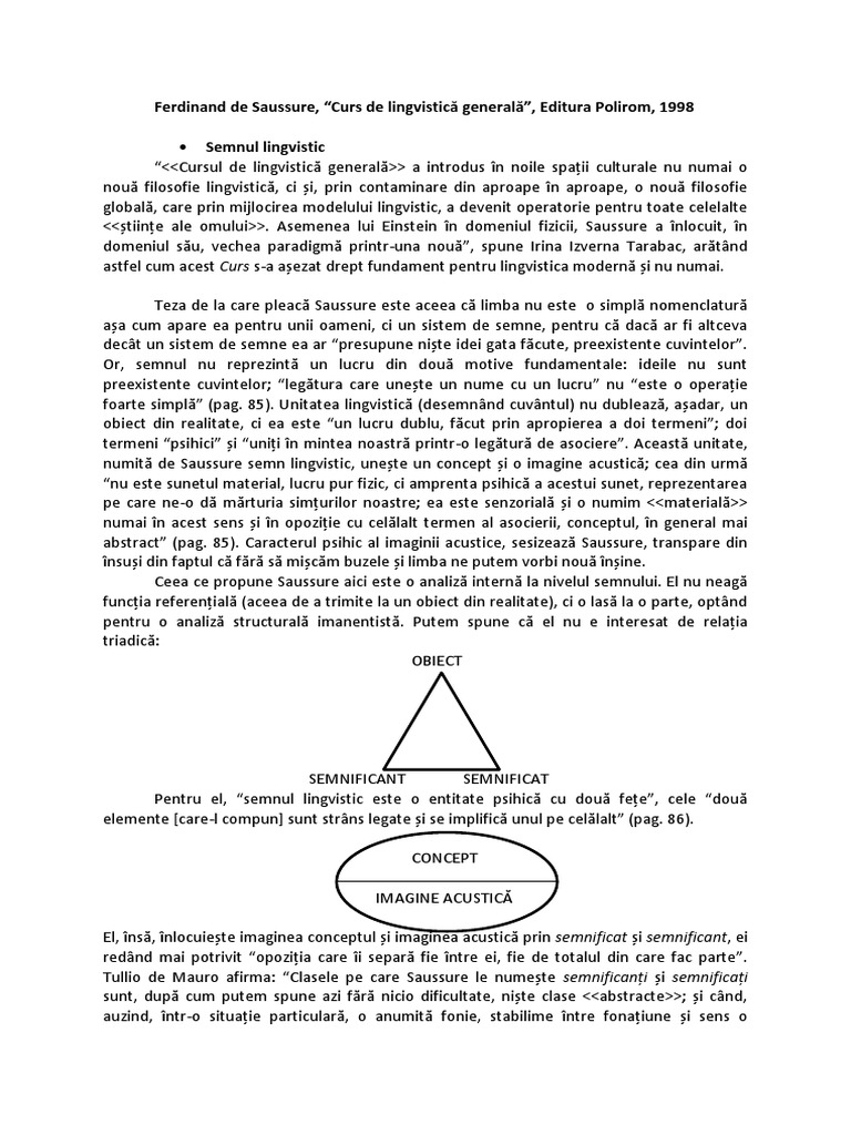 curs de lingvistica generala saussure