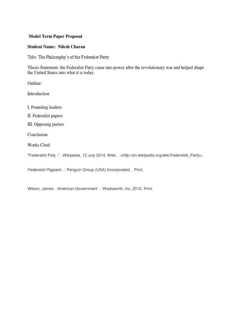 Model Term Paper Proposal | PDF