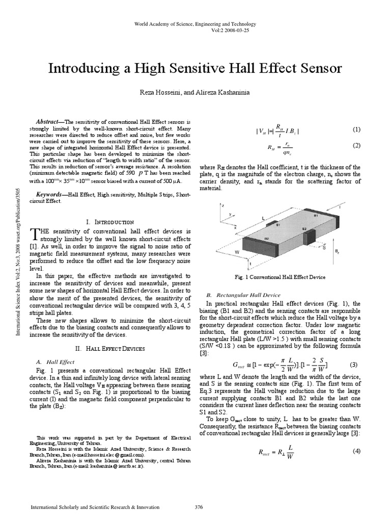 Introducing A High Sensitive Hall Effect Sensor PDF | PDF | Electric ...