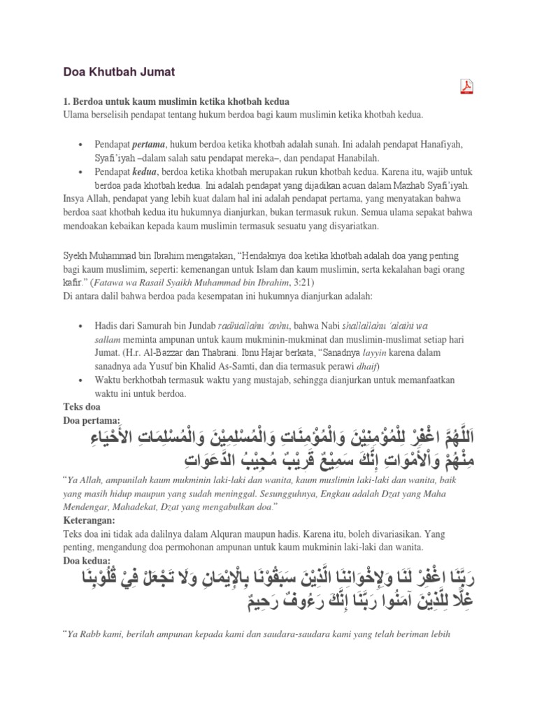Doa Khutbah Jumat