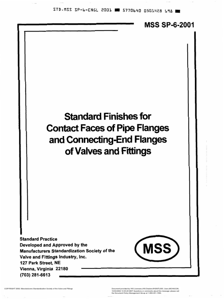 MSS SP 6 | PDF | Pipe (Fluid Conveyance) | Valve