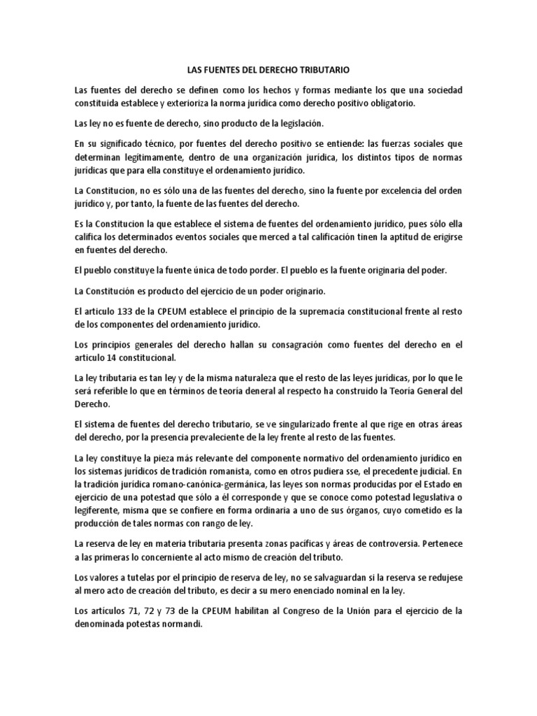 Lectura 4 Las Fuentes Del Derecho Tributario