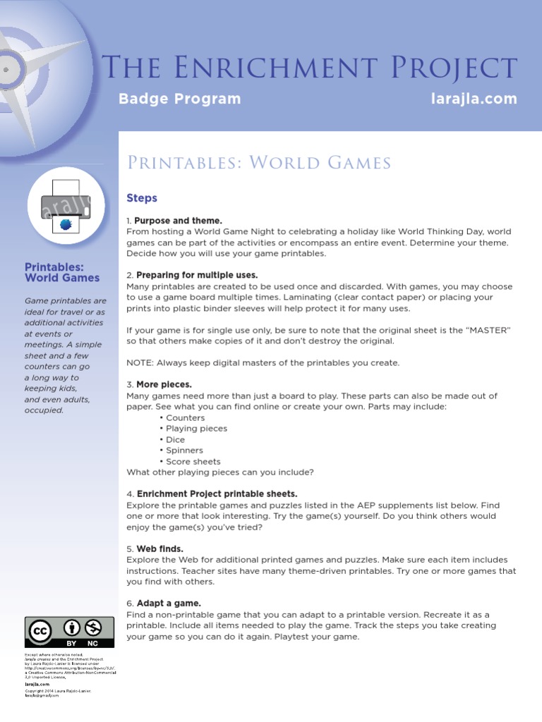 Badge: Printables - World Games | PDF | Gaming | Leisure